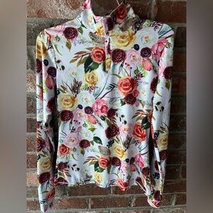 RANCHDRESSN QUARTER ZIP SUN SHIRT SIZE X-SMALL Floral Print Multicolor